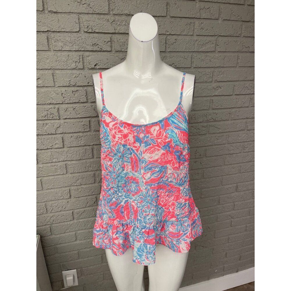 Lilly Pulitzer Women Multicolored Spaghetti Strap Floral Top Size XS